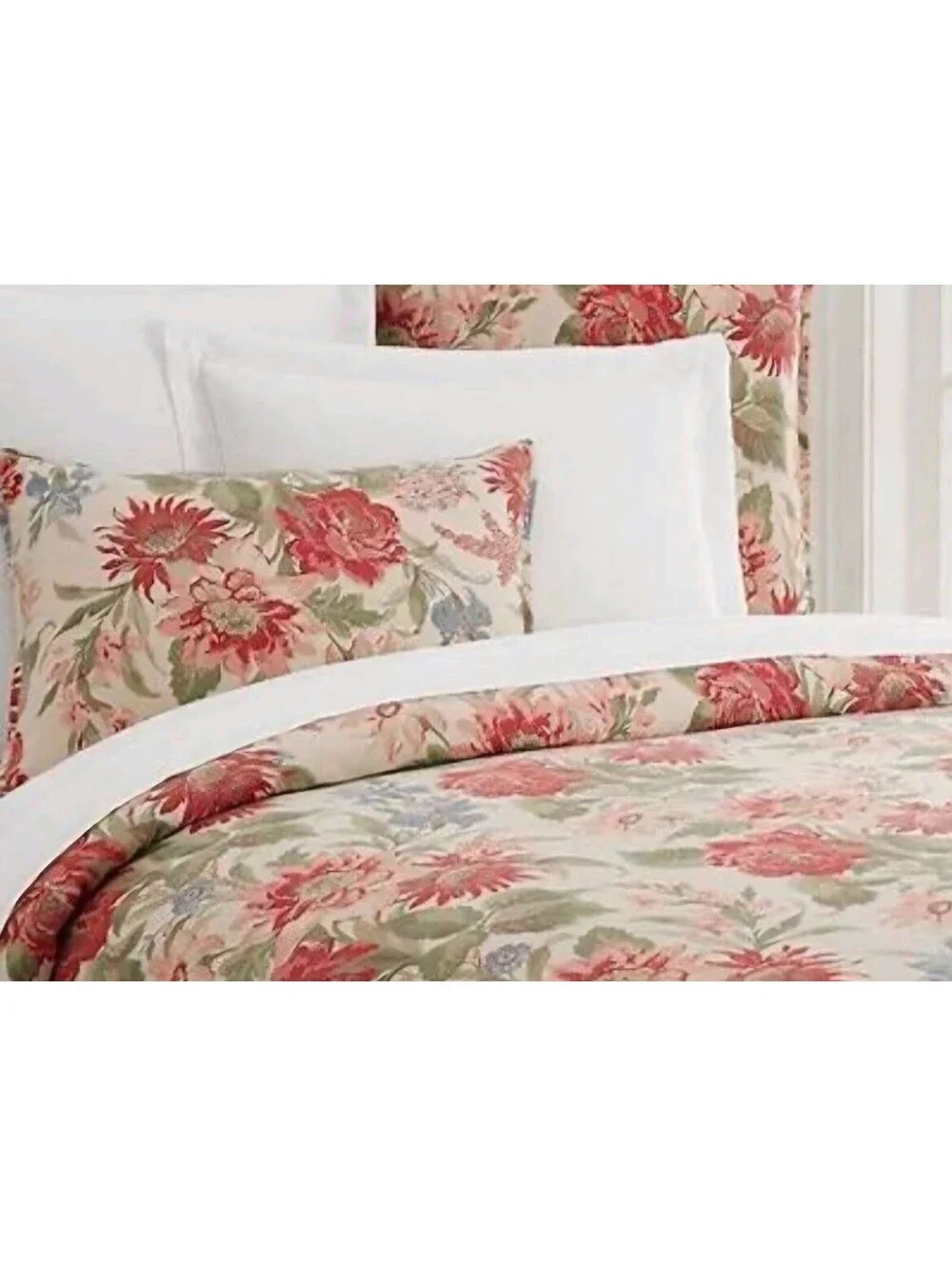 Pottery Barn Linen Blend King Duvet Cover Floral Marla Multicolored Pre-owned